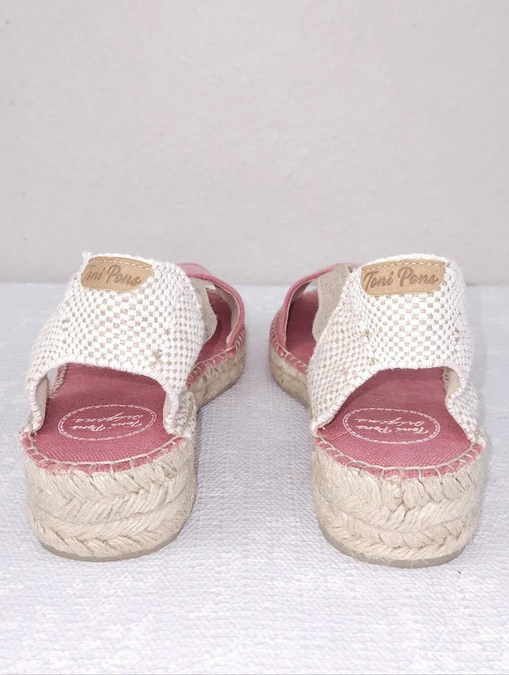 Toni Pons Elora-V Espadrille Sandals Blush Pink Slip-On Peep-Toe Flats